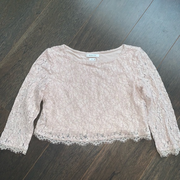 babaton lace mauve crop blouse - size x-small - Picture 2 of 4